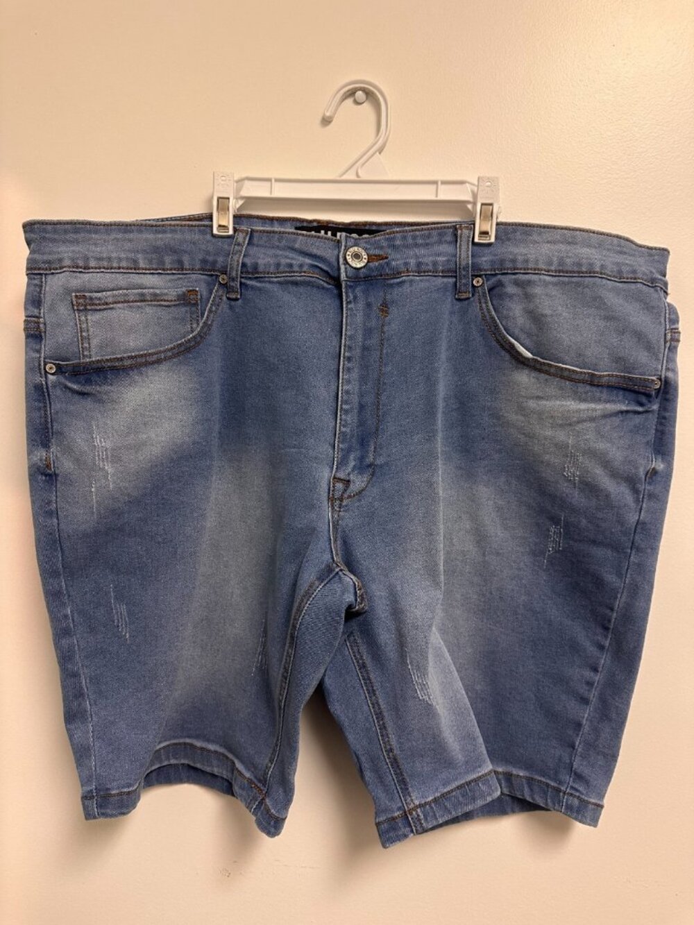 Blu Rock Denim Shorts Women Size 22 Blue Distressed Stretch New